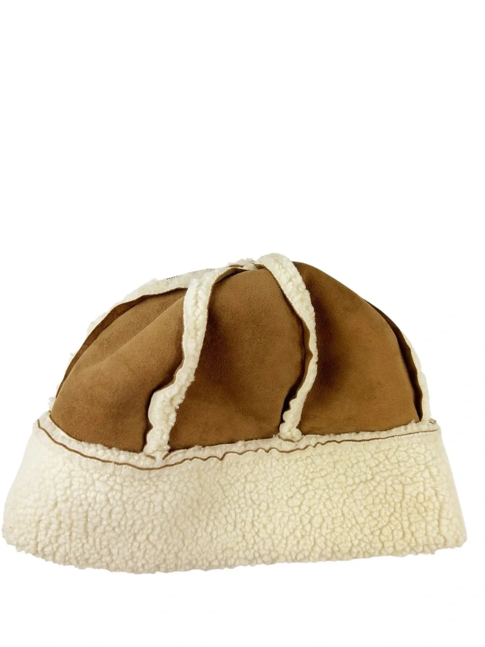 Ben Berger Shearling Trim Brown Suede Bucket Hat